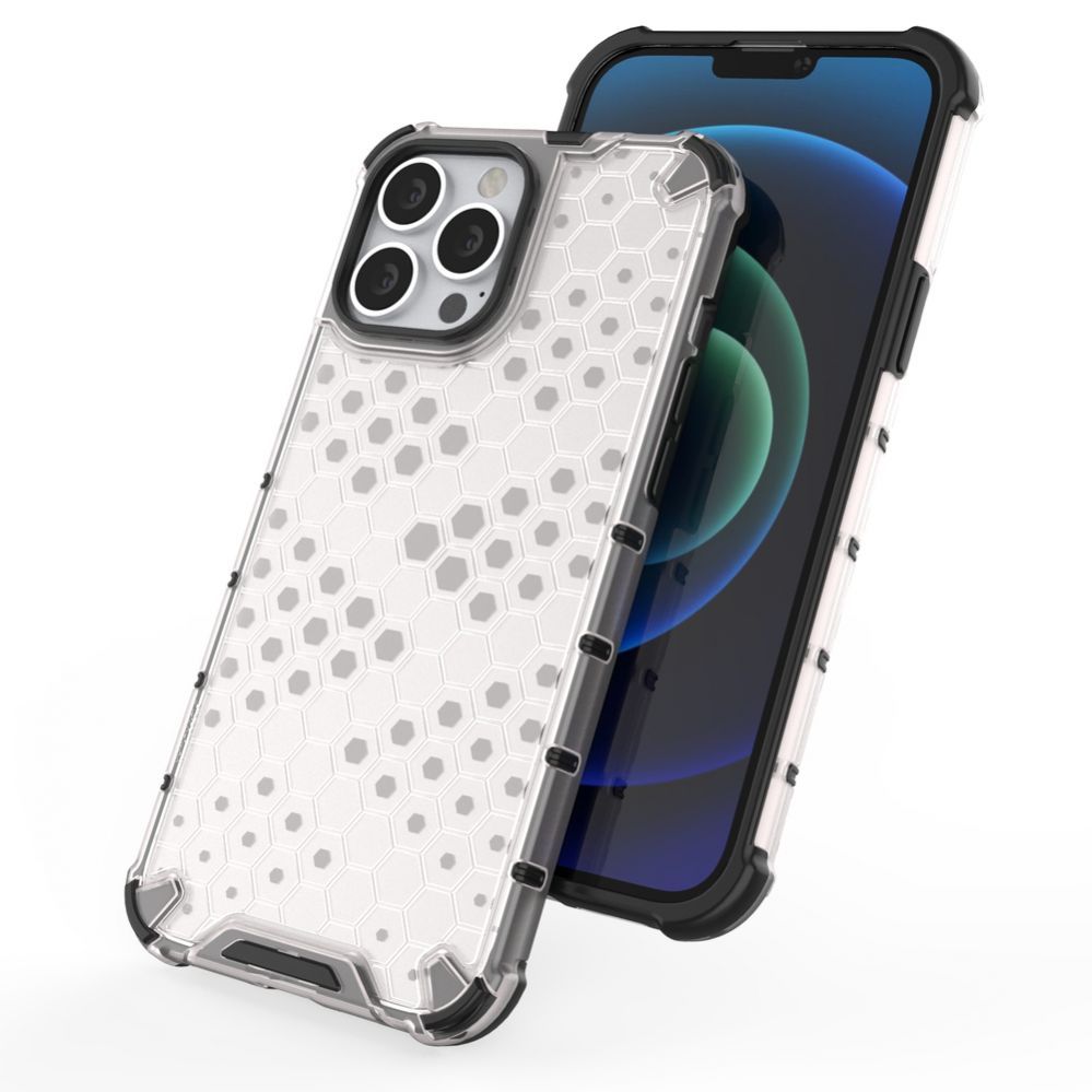 Aizmugurējais vāciņš Hurtel Honeycomb Case armor cover with TPU Bumper for iPhone 13 Pro Max transparent