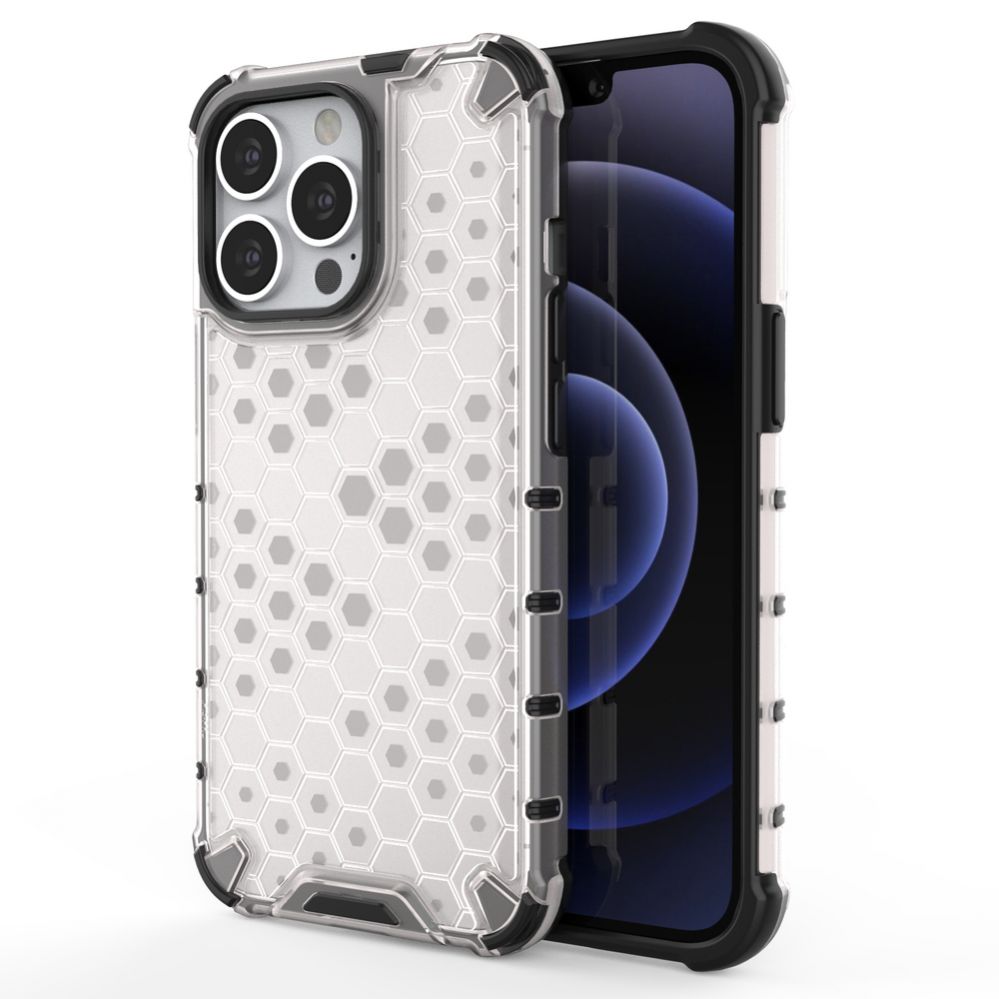 Aizmugurējais vāciņš Hurtel Honeycomb Case armor cover with TPU Bumper for iPhone 13 Pro transparent