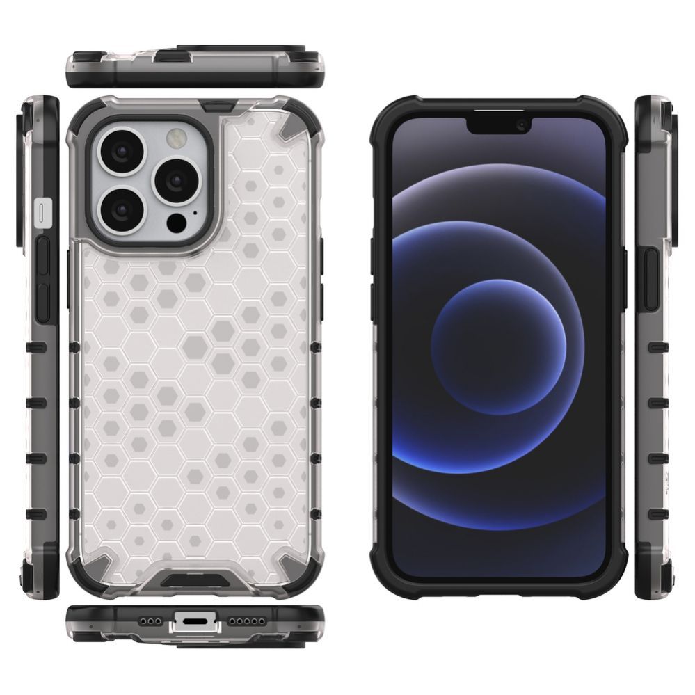 Aizmugurējais vāciņš Hurtel Honeycomb Case armor cover with TPU Bumper for iPhone 13 Pro transparent
