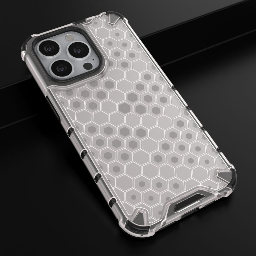 Aizmugurējais vāciņš Hurtel Honeycomb Case armor cover with TPU Bumper for iPhone 13 Pro transparent