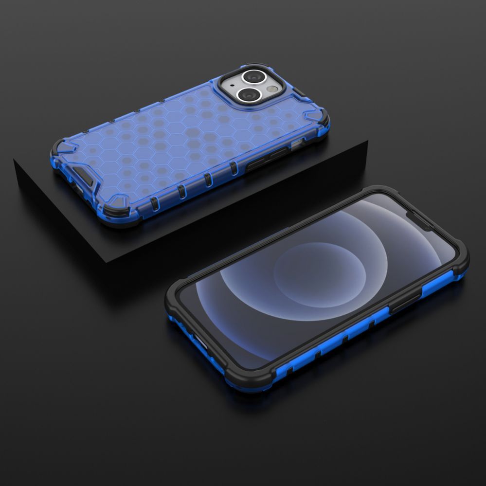 Aizmugurējais vāciņš Hurtel Honeycomb Case armor cover with TPU Bumper for iPhone 13 mini blue