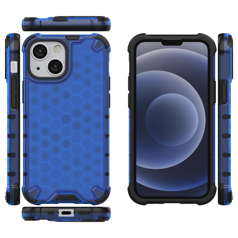 Aizmugurējais vāciņš Hurtel Honeycomb Case armor cover with TPU Bumper for iPhone 13 mini blue