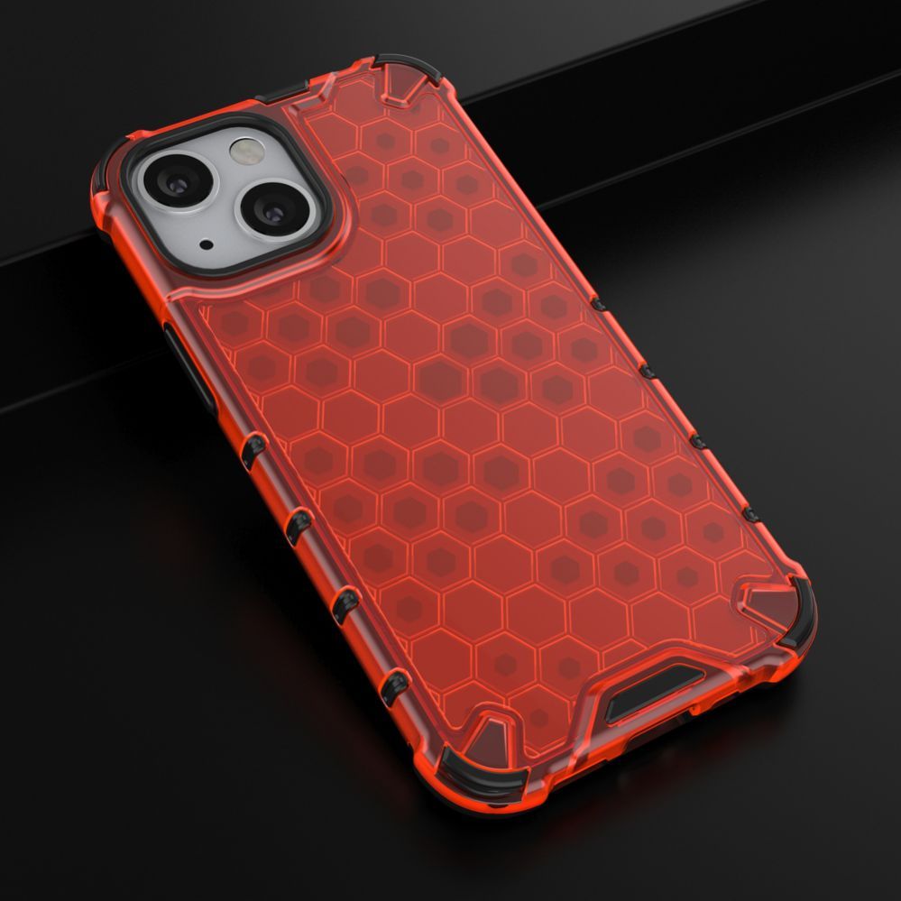 Aizmugurējais vāciņš Hurtel Honeycomb Case armor cover with TPU Bumper for iPhone 13 mini red