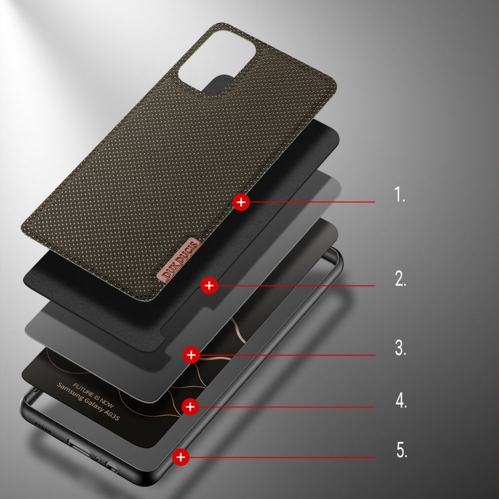 Tagakaaned Dux Ducis Dux Ducis Fino case covered with nylon material for Samsung Galaxy A03s green