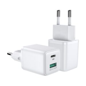 Adapter Joyroom  Joyroom wall charger (EU plug) USB / USB Type C 30W Power Delivery QuickCharge 3.0 AFC FCP white (L-QP303) 