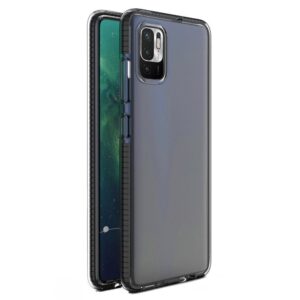 Nugarėlės dėklai Hurtel  Spring Case clear TPU gel protective cover with colorful frame for Xiaomi Redmi Note 10 5G / Poco M3 Pro black 