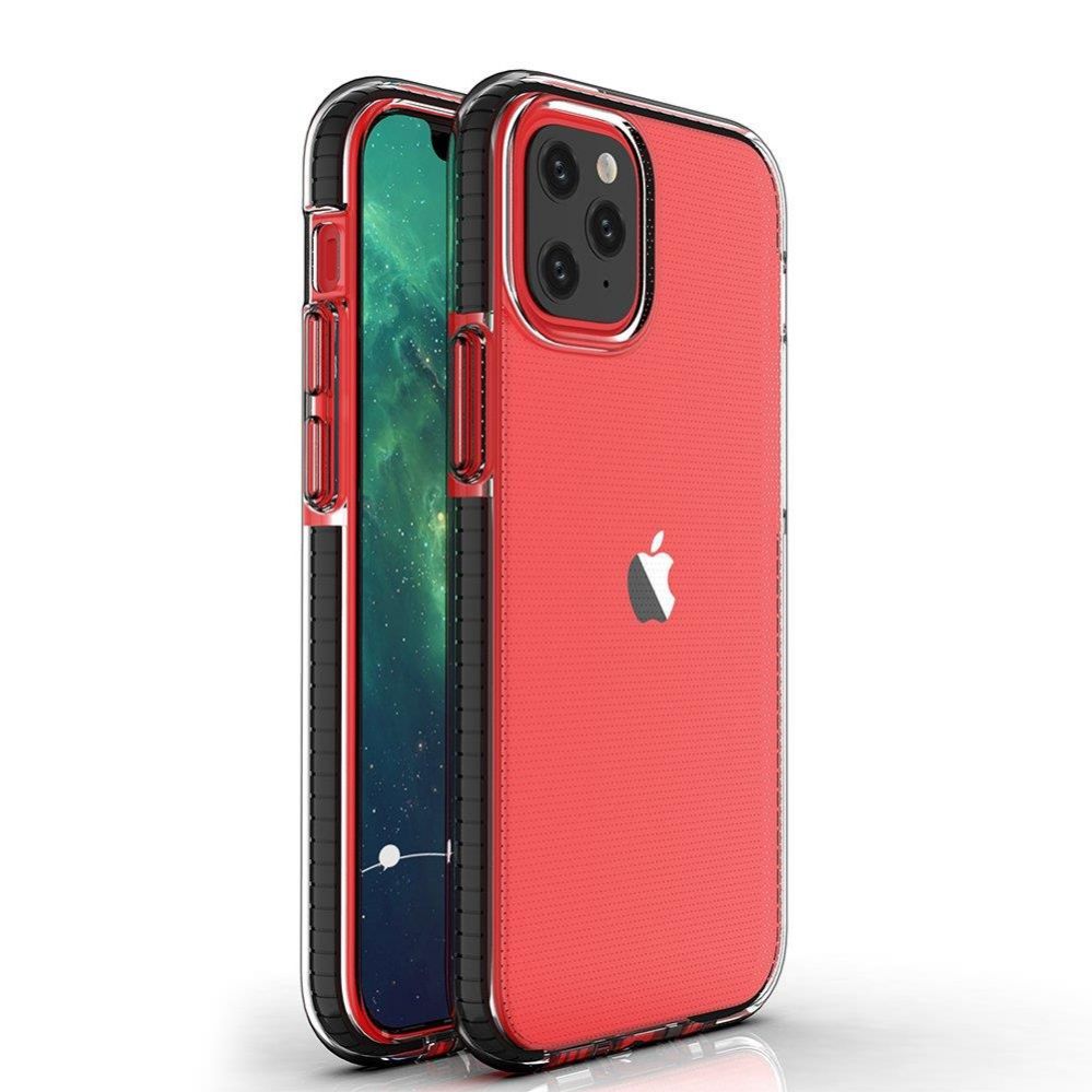 Aizmugurējais vāciņš Hurtel Spring Case clear TPU gel protective cover with colorful frame for iPhone 13 Pro black
