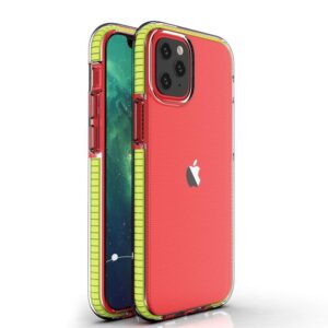 Nugarėlės dėklai Hurtel  Spring Case clear TPU gel protective cover with colorful frame for iPhone 13 mini yellow 