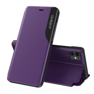 Aizmugurējais vāciņš Hurtel  Eco Leather View Case elegant bookcase type case with kickstand for iPhone 13 Pro Max purple 