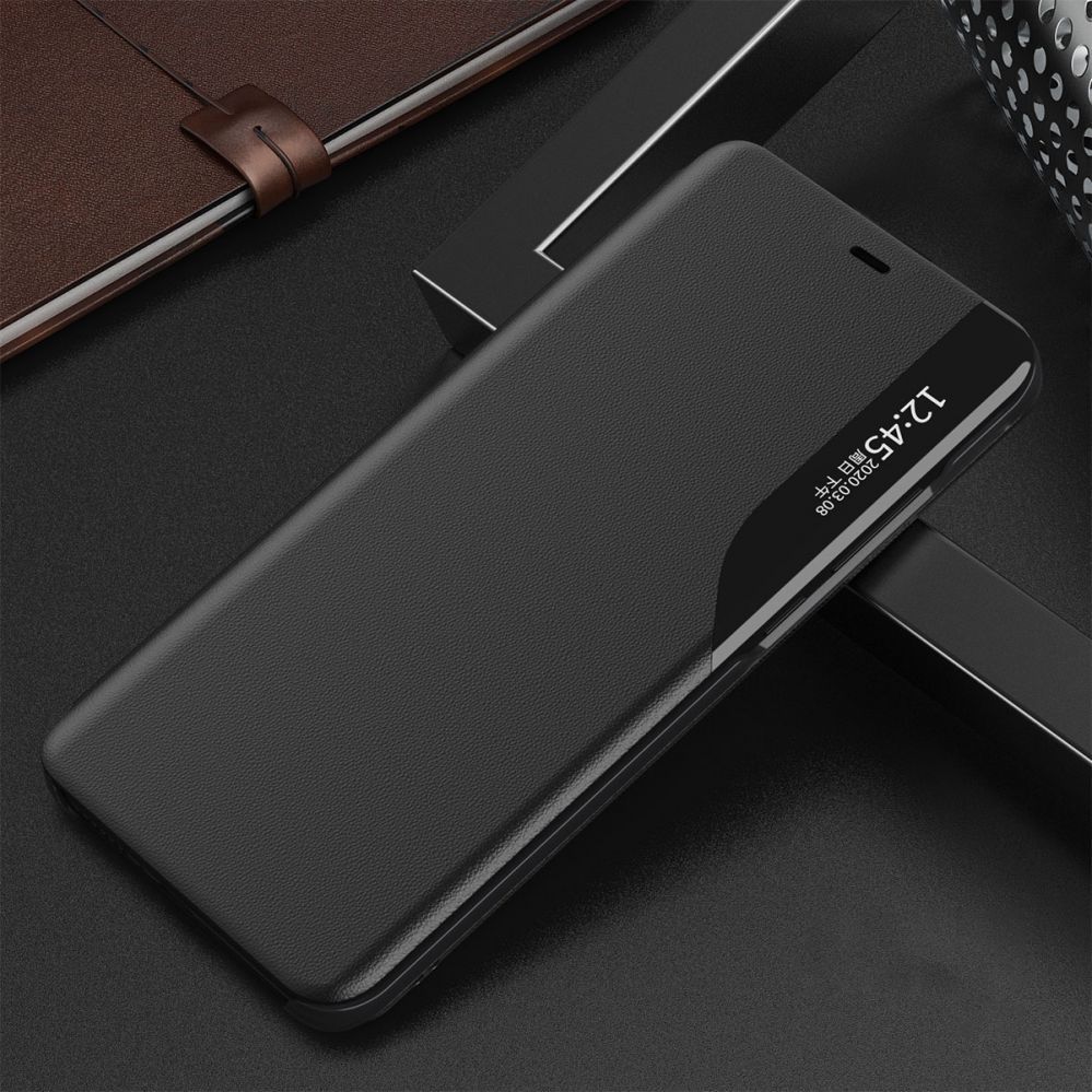 Back panel cover Hurtel Eco Leather View Case elegant bookcase type case with kickstand for iPhone 13 Pro black