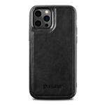 Back panel cover iCarer  iCarer Leather Oil Wax case covered with natural leather for iPhone 12 Pro Max black (ALI1206-BK) 