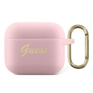 Aizmugurējais vāciņš Guess  Guess GUA3SSSI AirPods 3 cover pink/pink Silicone Vintage Script