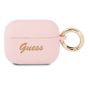 Aizmugurējais vāciņš Guess  Guess GUAPSSSI AirPods Pro cover pink/pink Silicone Vintage Script