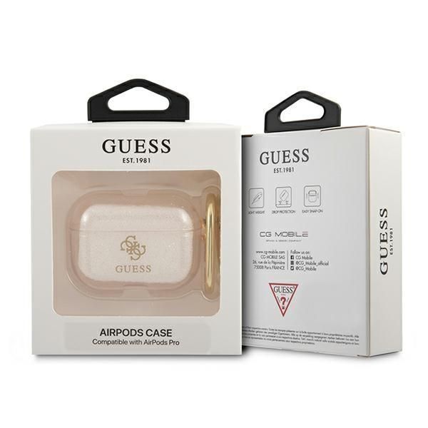Aizmugurējais vāciņš Guess Guess GUAPUCG4GD AirPods Pro cover gold/gold Glitter Collection