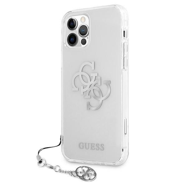 Back panel cover Guess Guess GUHCP12LKS4GSI iPhone 12 Pro Max 6.7" Transparent hardcase 4G Silver Charms Collection