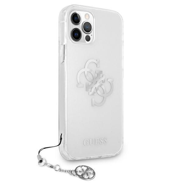 Back panel cover Guess Guess GUHCP12LKS4GSI iPhone 12 Pro Max 6.7" Transparent hardcase 4G Silver Charms Collection