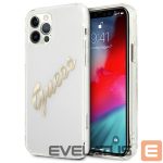 Back panel cover Guess  Guess GUHCP12MKTRSVGO iPhone 12/12 Pro 6.1" Transparent hardcase Vintage Script Gold