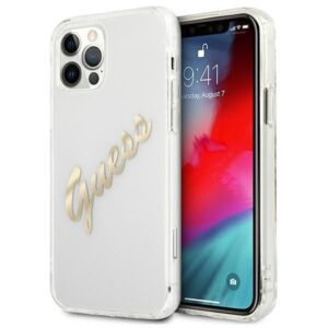 Aizmugurējais vāciņš Guess  Guess GUHCP12MKTRSVGO iPhone 12/12 Pro 6.1" Transparent hardcase Vintage Script Gold