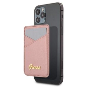 Nugarėlės dėklai Guess  Guess Wallet Card Slot GUWMSSASLPI MagSafe Saffiano pink/pink