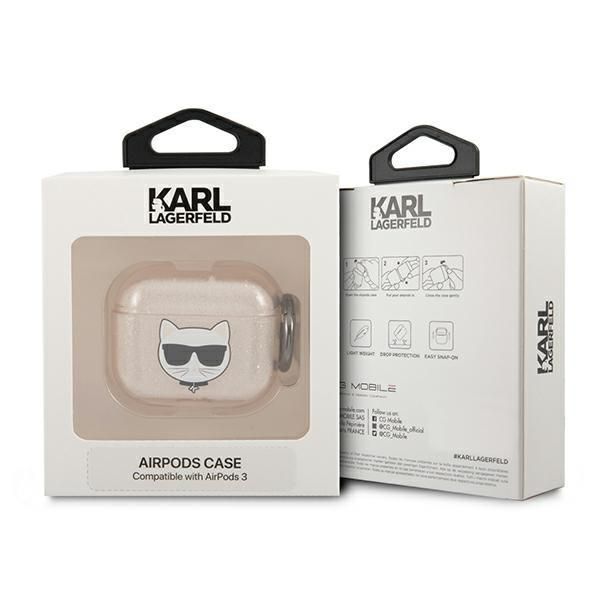 Nugarėlės dėklai Karl Lagerfeld Karl Lagerfeld KLA3UCHGD AirPods 3 cover złoty/gold Glitter Choupette