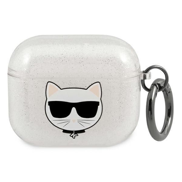 Nugarėlės dėklai Karl Lagerfeld Karl Lagerfeld KLA3UCHGS AirPods 3 cover srebrny/silver Glitter Choupette