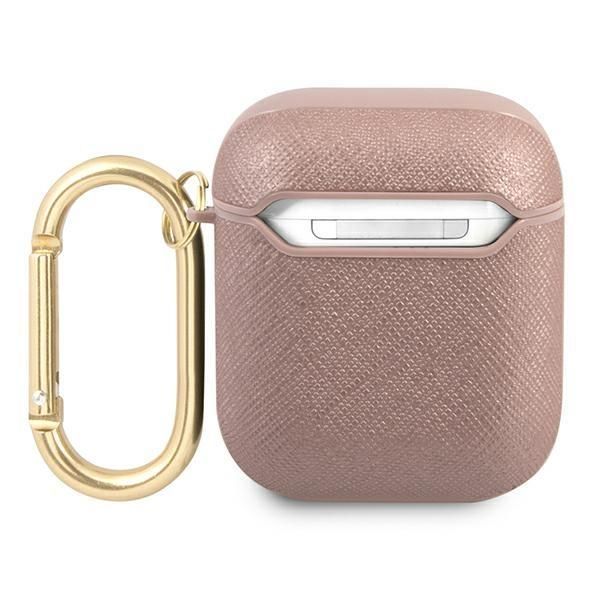 Back panel cover Guess Guess GUA2SASMP AirPods cover pink/pink Saffiano Script Metal Collection