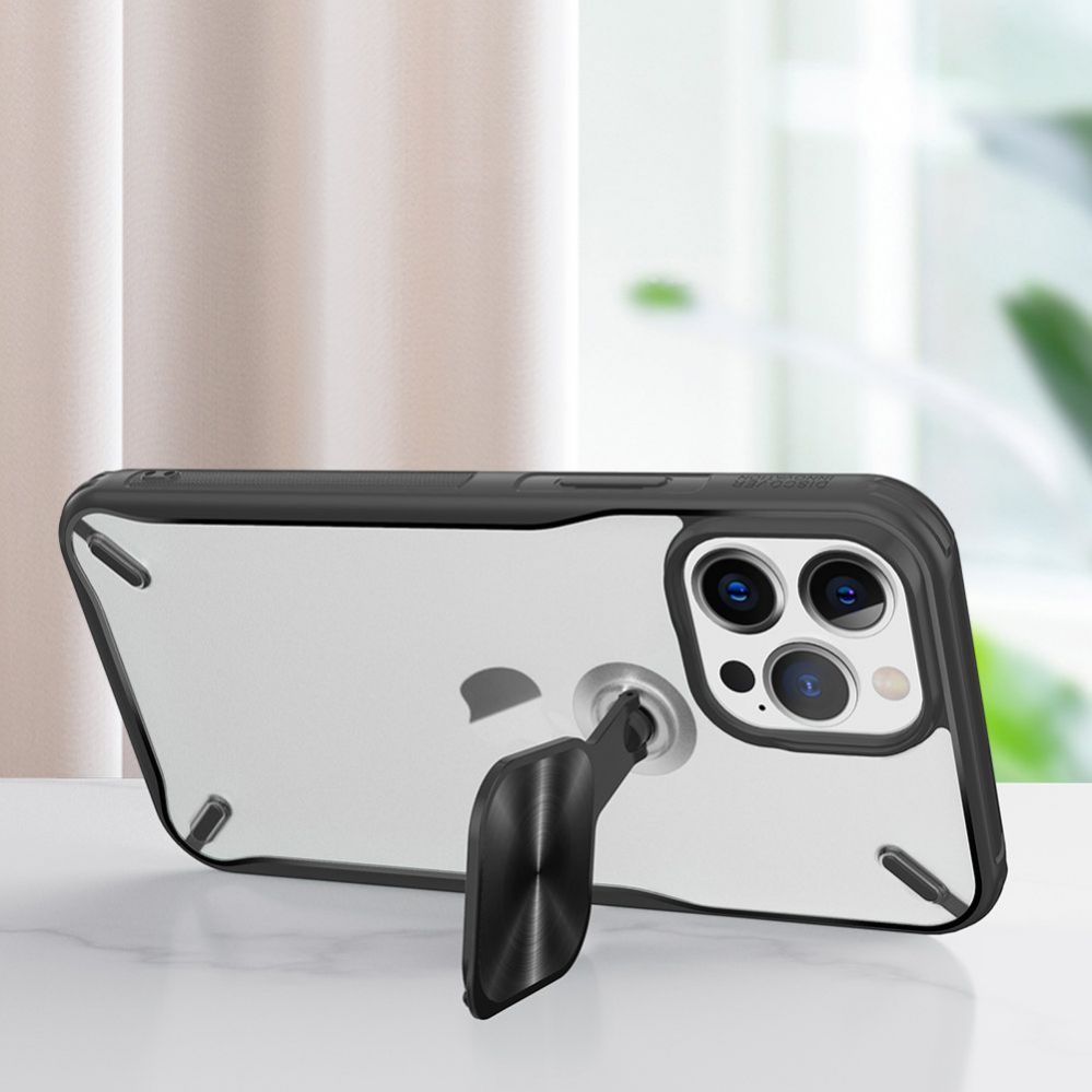 Back panel cover Nillkin - Nillkin Cyclops Case durable case with camera cover and foldable stand for iPhone 13 Pro Max black