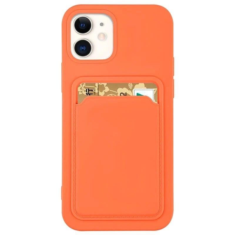 Aizmugurējais vāciņš Hurtel - Card Case Silicone Wallet Case with Card Slot Documents for iPhone 12 Pro Orange