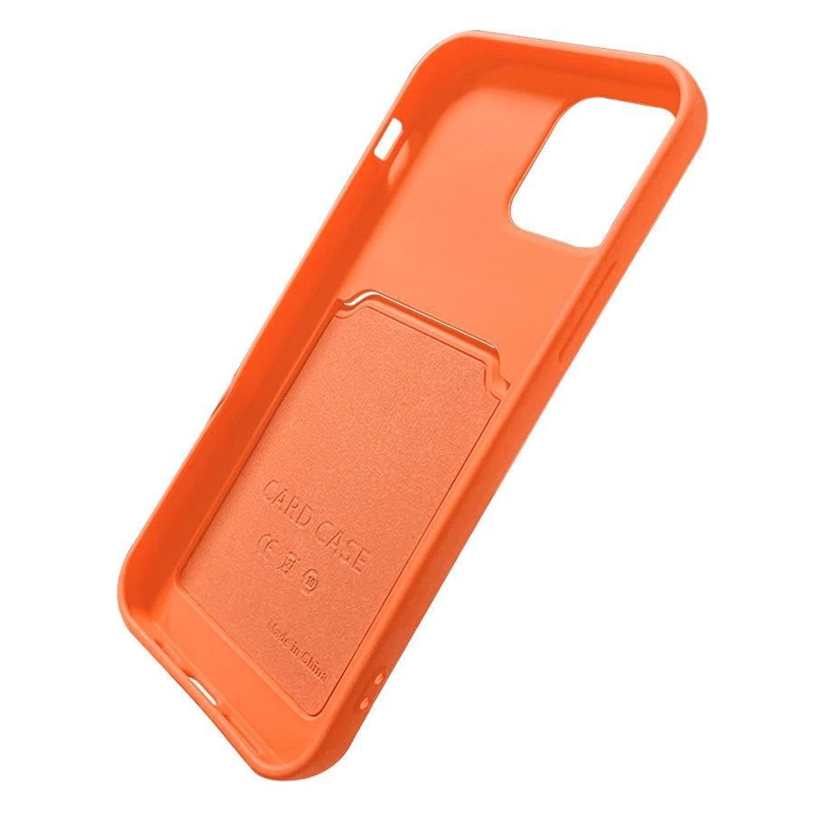 Aizmugurējais vāciņš Hurtel - Card Case Silicone Wallet Case with Card Slot Documents for iPhone 12 Pro Orange