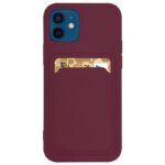 Nugarėlės dėklai Hurtel  Card Case Silicone Wallet Case with Card Slot Documents for Samsung Galaxy A72 4G Burgundy 
