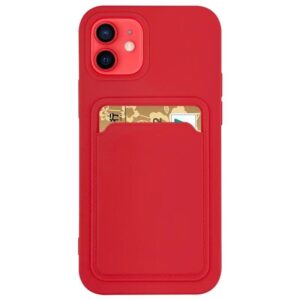 Aizmugurējais vāciņš Hurtel  Card Case Silicone Wallet Case with Card Slot Documents for Samsung Galaxy A22 4G Red 