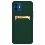 Back panel cover Hurtel  Card Case Silicone Wallet Case with Card Slot Documents for Samsung Galaxy A22 4G Dark Green 