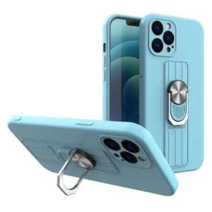 Nugarėlės dėklai Hurtel  Ring Case silicone case with finger grip and stand for iPhone 13 Pro light blue 