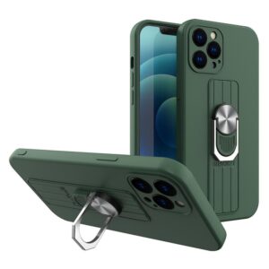Nugarėlės dėklai Hurtel  Ring Case silicone case with finger grip and stand for Samsung Galaxy A72 4G dark green 