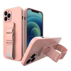 Nugarėlės dėklai Hurtel - Rope case gel case with a chain lanyard bag lanyard iPhone 13 Pro Max pink 