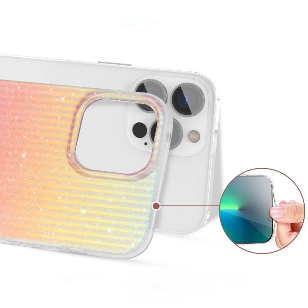 Back panel cover Kingxbar Kingxbar Travel Series luxurious elegant case for iPhone 13 Pro orange (Sunset)