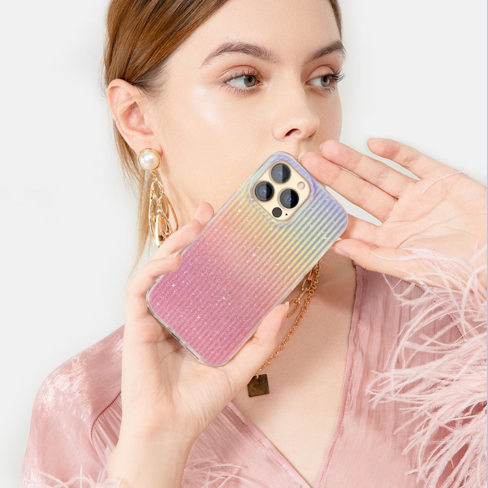 Back panel cover Kingxbar Kingxbar Travel Series luxurious elegant case for iPhone 13 Pro orange (Sunset)