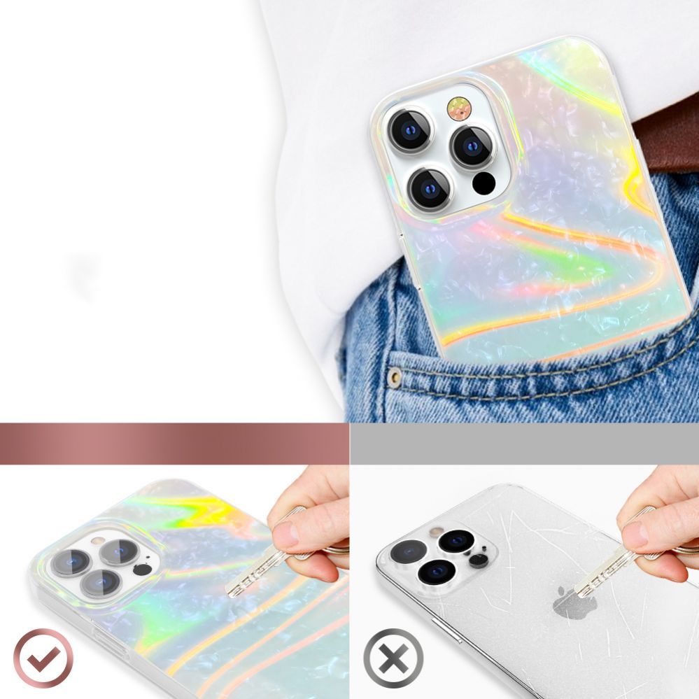 Back panel cover Kingxbar Kingxbar Shell Series luxury elegant phone case for iPhone 13 Pro pearl-blue