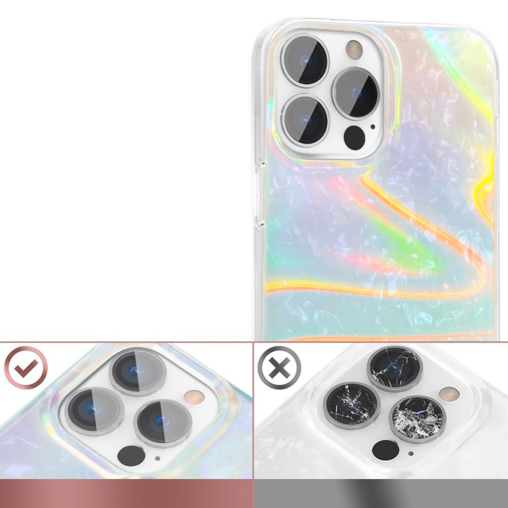 Back panel cover Kingxbar Kingxbar Shell Series luxury elegant phone case for iPhone 13 Pro pearl-blue