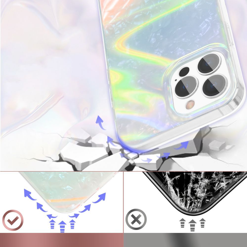 Back panel cover Kingxbar Kingxbar Shell Series luxury elegant phone case for iPhone 13 Pro pearl-blue