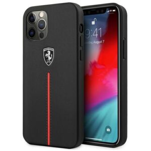Aizmugurējais vāciņš Ferrari  Ferrari FEOMSHCP12LBK iPhone 12 Pro Max black/black hardcase Off Track Leather Nylon Stripe