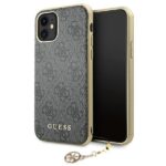 Back panel cover Guess  Guess GUHCN61GF4GGR iPhone 11 6.1" / Xr grey/gray hard case 4G Charms Collection 