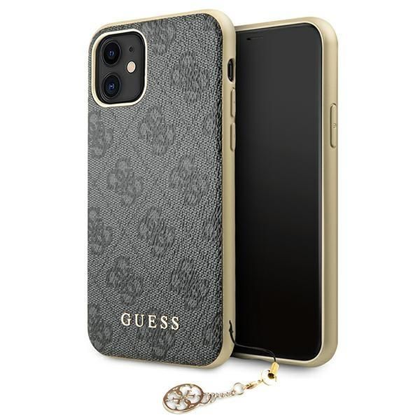 Nugarėlės dėklai Guess Guess GUHCN61GF4GGR iPhone 11 6.1" / Xr grey/gray hard case 4G Charms Collection