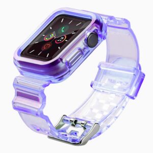 Nugarėlės dėklai Hurtel  Silicone Band Strap Bracelet Case Strap Light Set for Apple Watch 44mm - Purple 