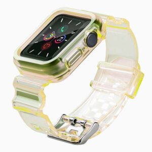 Nugarėlės dėklai Hurtel  Silicone Band Strap Bracelet Case Strap Light Set for Apple Watch 42mm - Yellow 