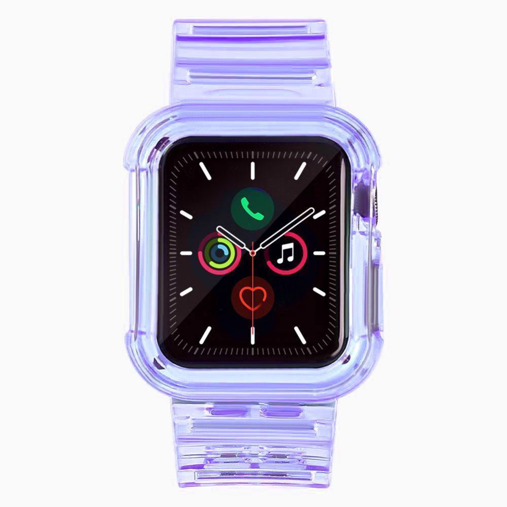 Nugarėlės dėklai Hurtel Silicone Band Strap Bracelet Case Strap Light Set for Apple Watch 40mm - Purple