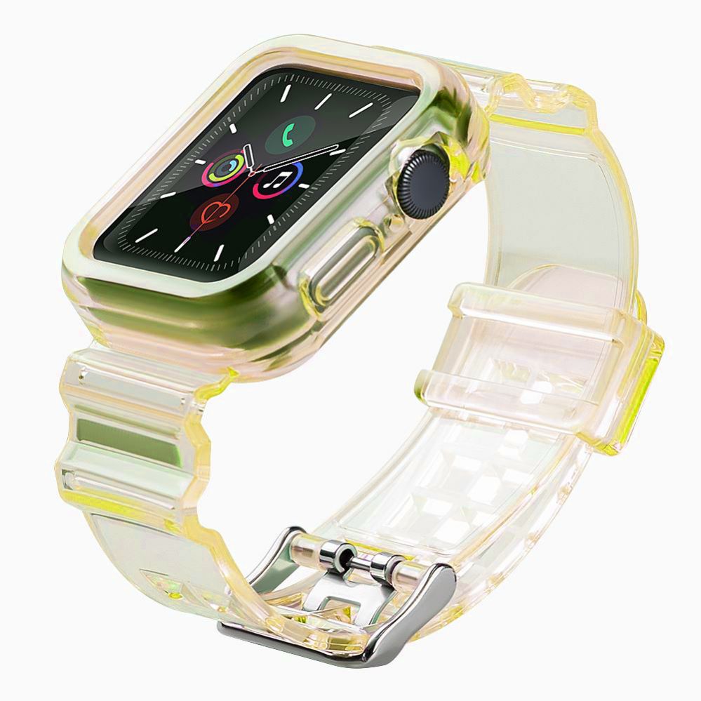 Nugarėlės dėklai Hurtel Silicone Band Strap Bracelet Case Strap Light Set for Apple Watch 40mm - Yellow
