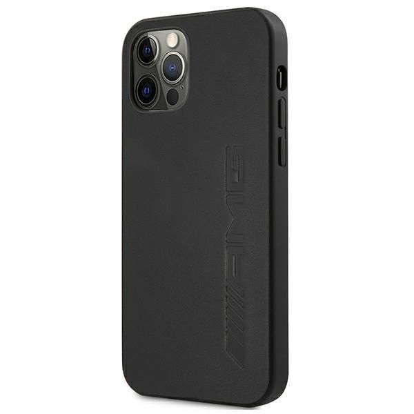 Tagakaaned Mercedes-Benz AMG Leather Hot Stamped Case for iPhone 12 Pro Max - Black
