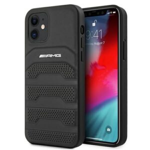Aizmugurējais vāciņš Mercedes-Benz  AMG Leather Debossed Lines case for iPhone 12 mini - black 