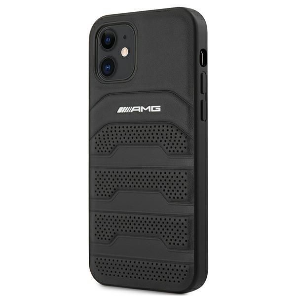 Tagakaaned Mercedes-Benz AMG Leather Debossed Lines case for iPhone 12 mini - black